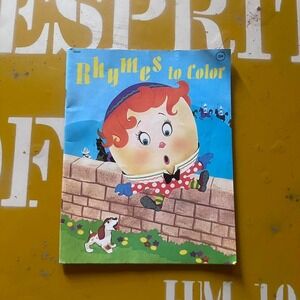 Vintage Rhymes To Color Children's Coloring Book Mid Century Retro‎ Decor Prop